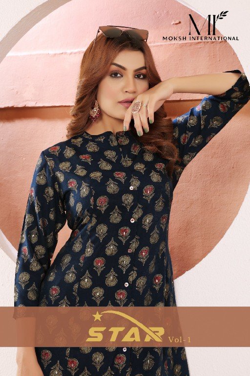 STAR VOL-1 BY MOKSH INTERNATIONAL 5111 TO 5113 SERIES VISCOSE MUSLIN KURTIS