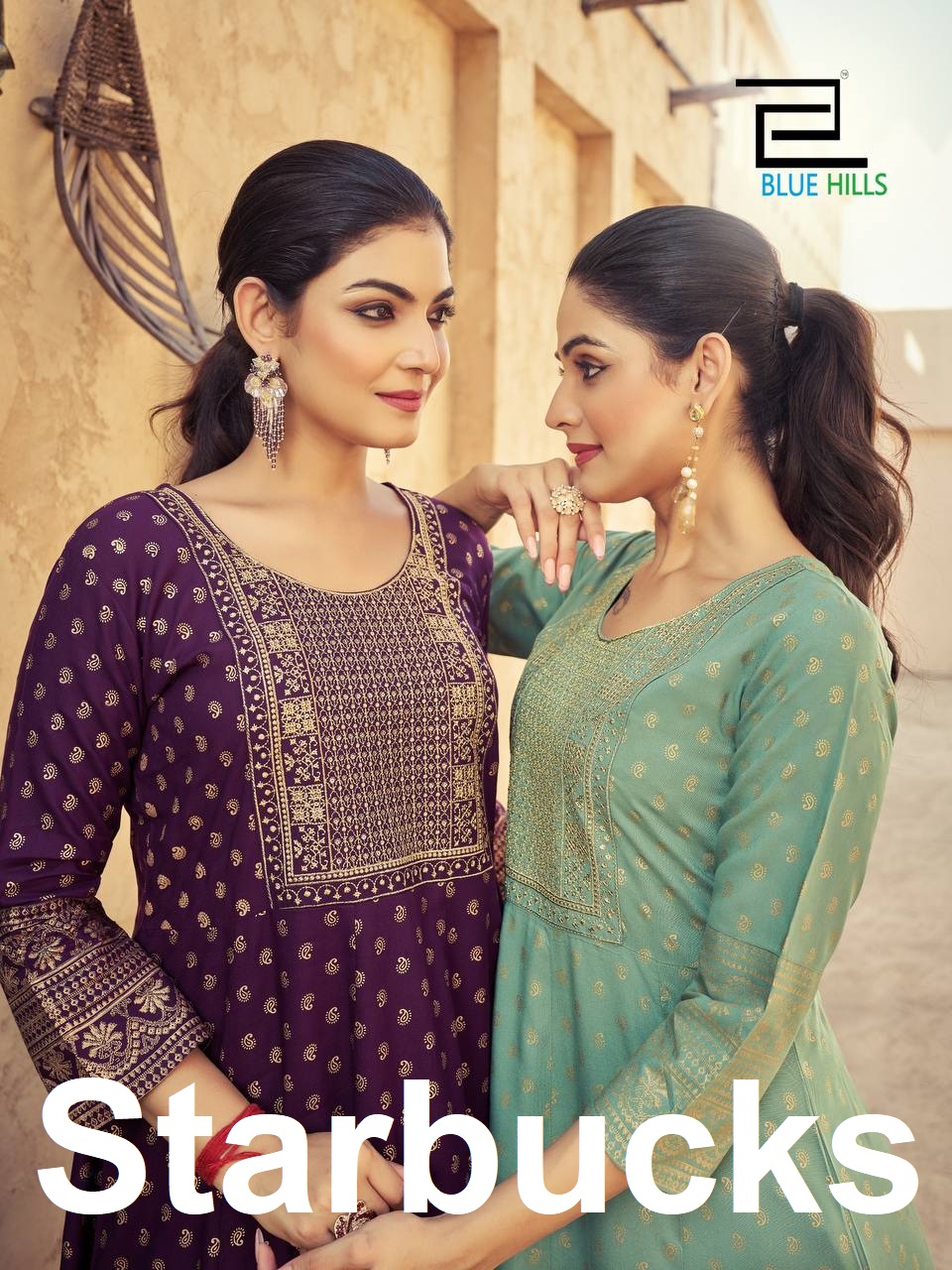 STARBUCKS BY BLUE HILLS STYLISH FANCY DESIGNER 14 KG RAYON LONG KURTIS