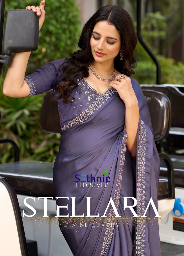 STELLARA BY SETHNIC 73001 TO 73005 SERIES FANCY SATIN CHIFFON SAREES