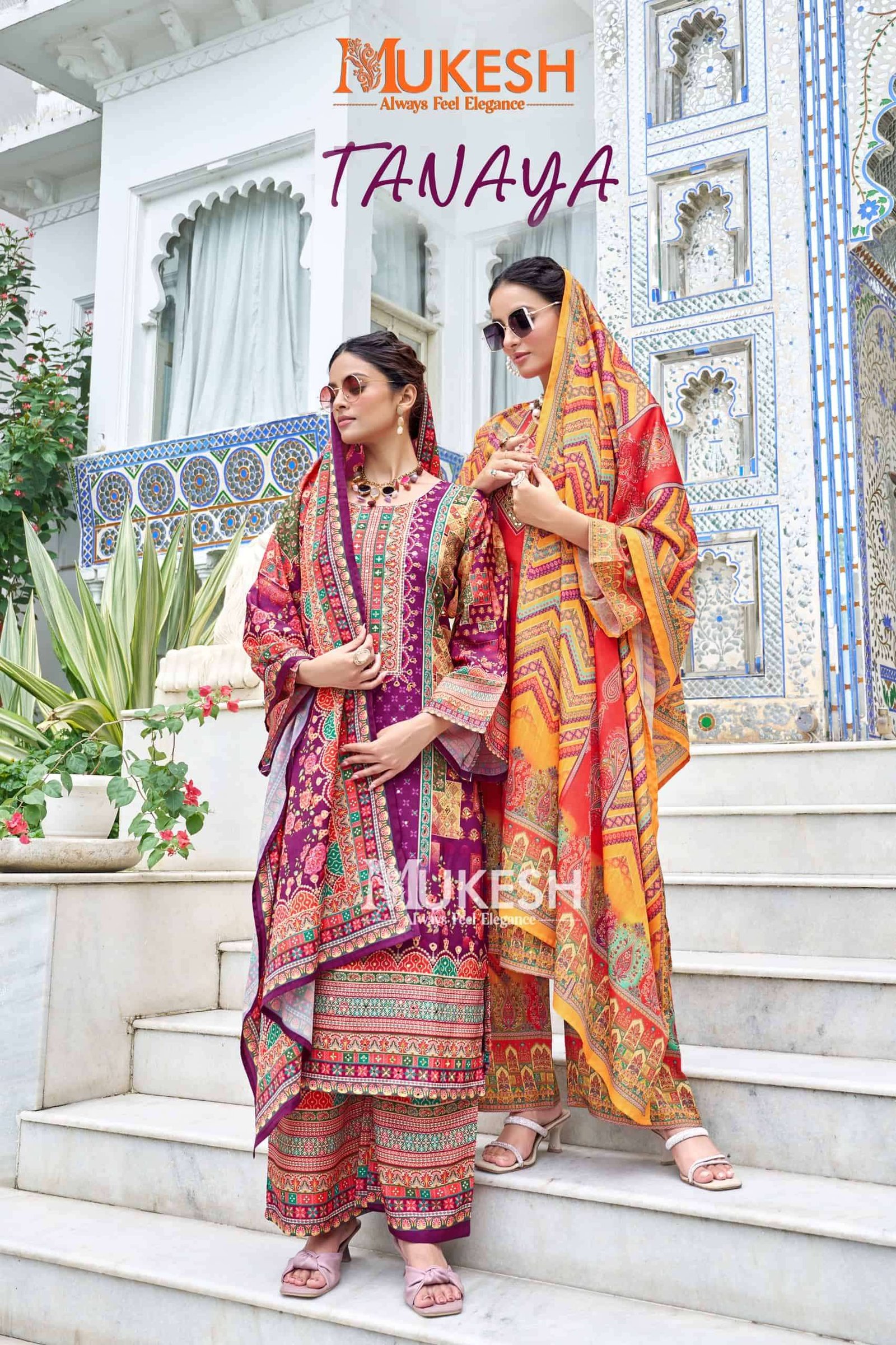 TANAYA BY MUKESH 1001 TO 1006 SERIES CREPE SILK PRINT STITCHED DRESSES