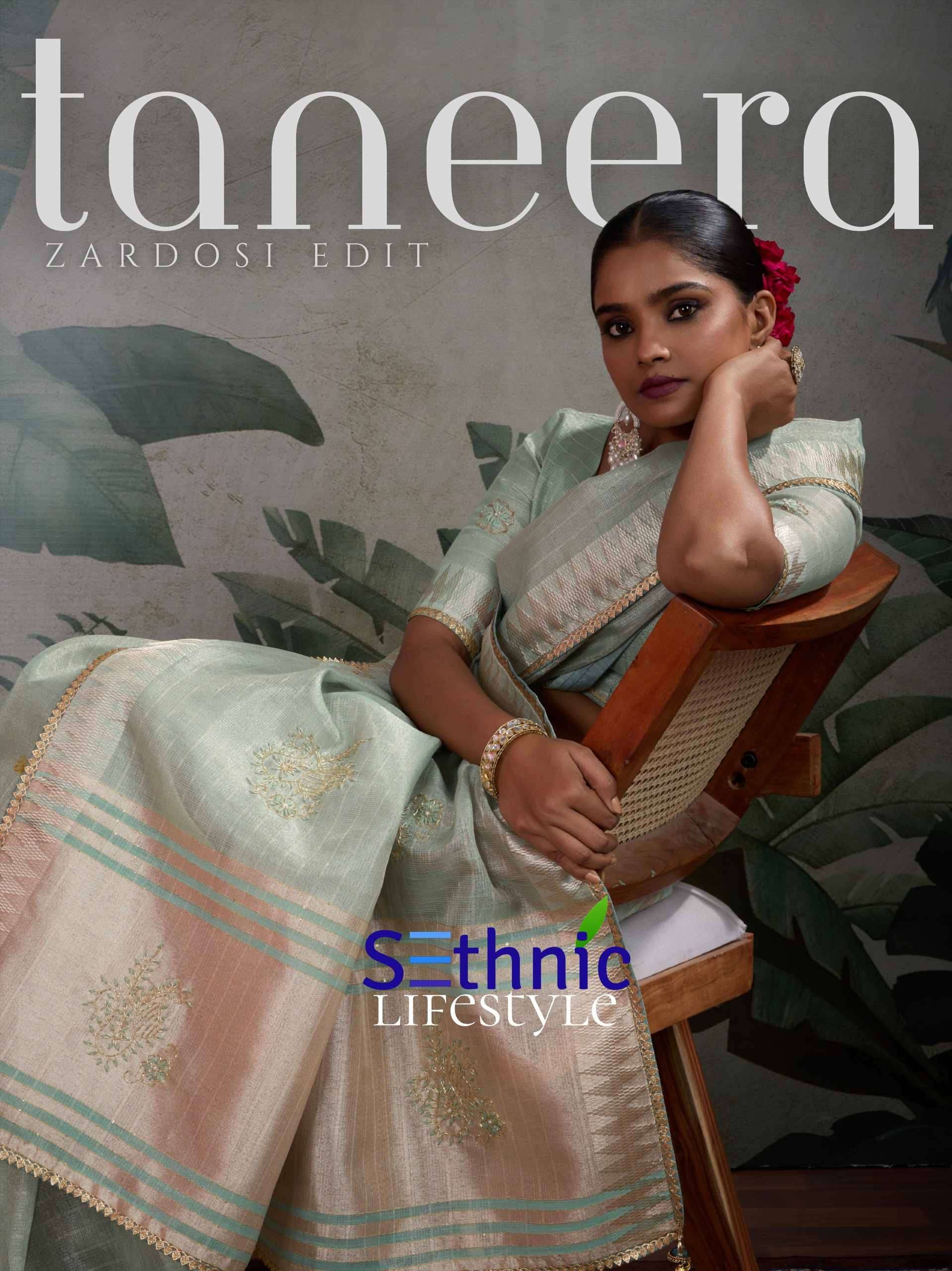 TISHORA BY SETHNIC 85001 TO 85004 SERIES FANCY LINEN TISSUE SAREES
