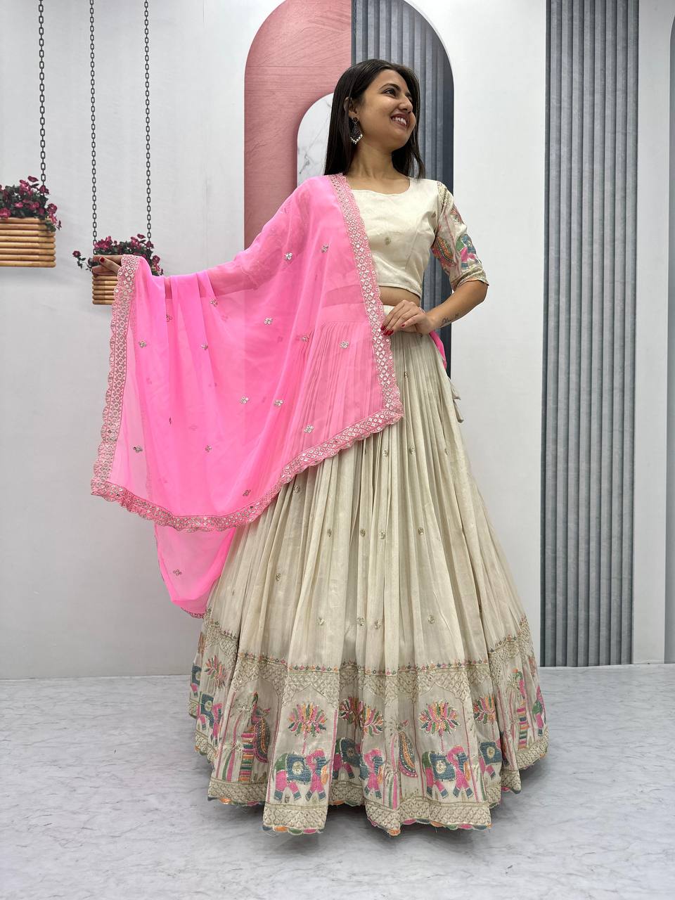 TAPI-226 BY SUSWANI FANCY DESIGNER PURE BANARASI TISSUE SILK LEHENGA