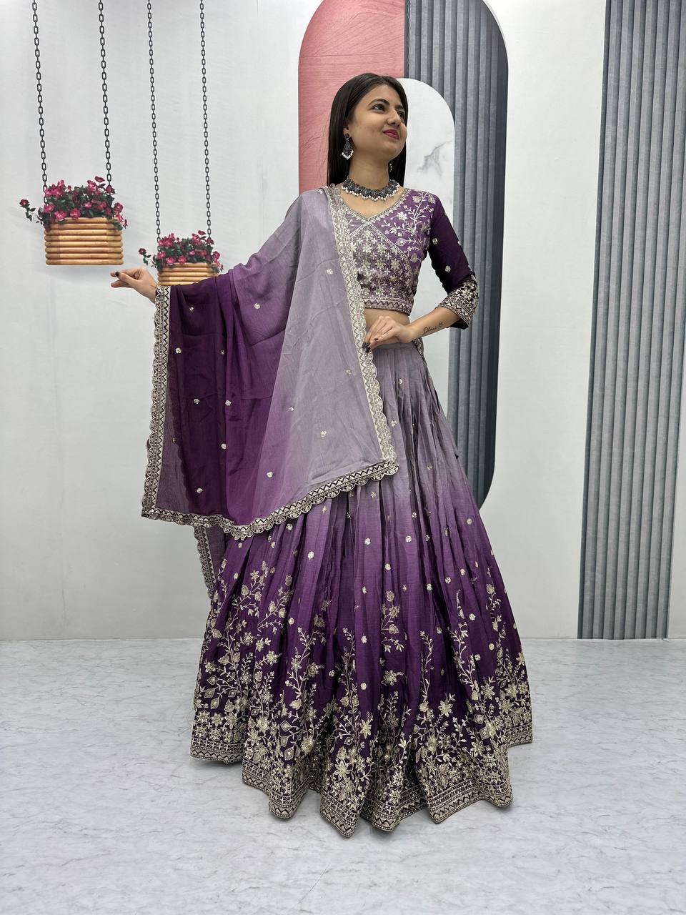 TAPI-228 COLOURS BY SUSWANI FANCY DESIGNER HEAVY CHINON LEHENGAS
