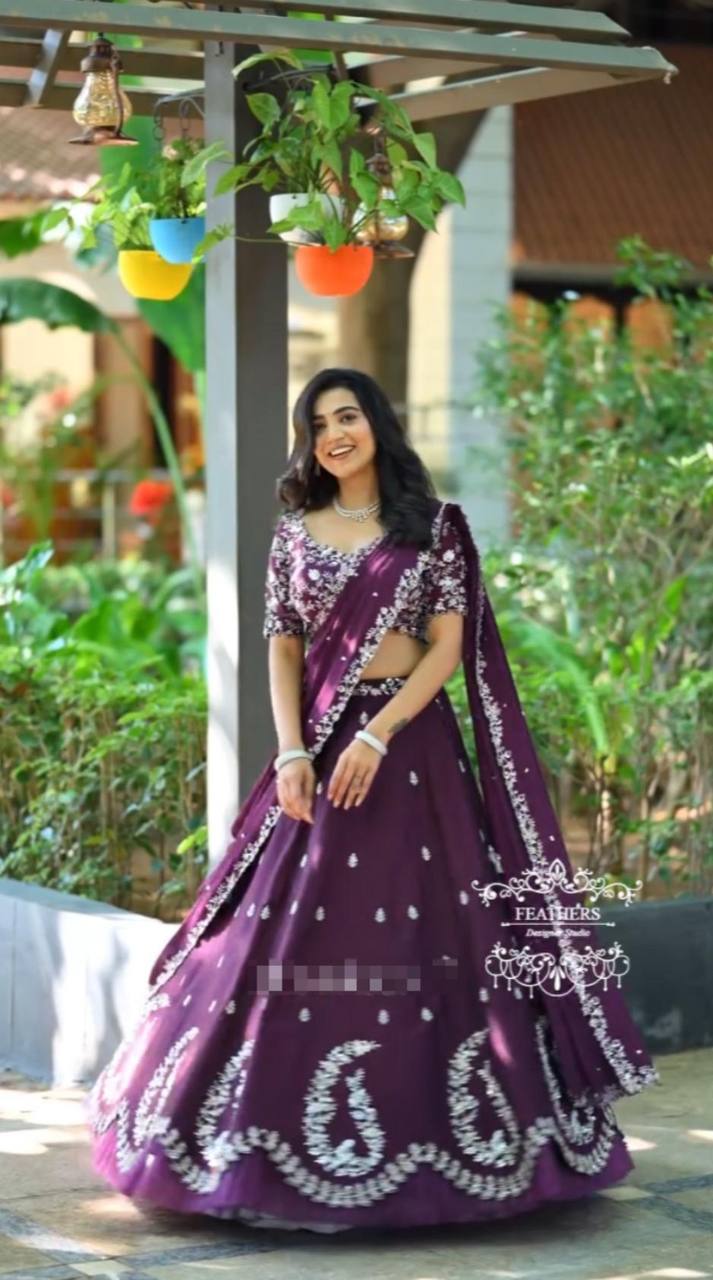 TAPI-230 BY SUSWANI FANCY DESIGNER HEAVY CHINON EMBROIDERED LEHENGA