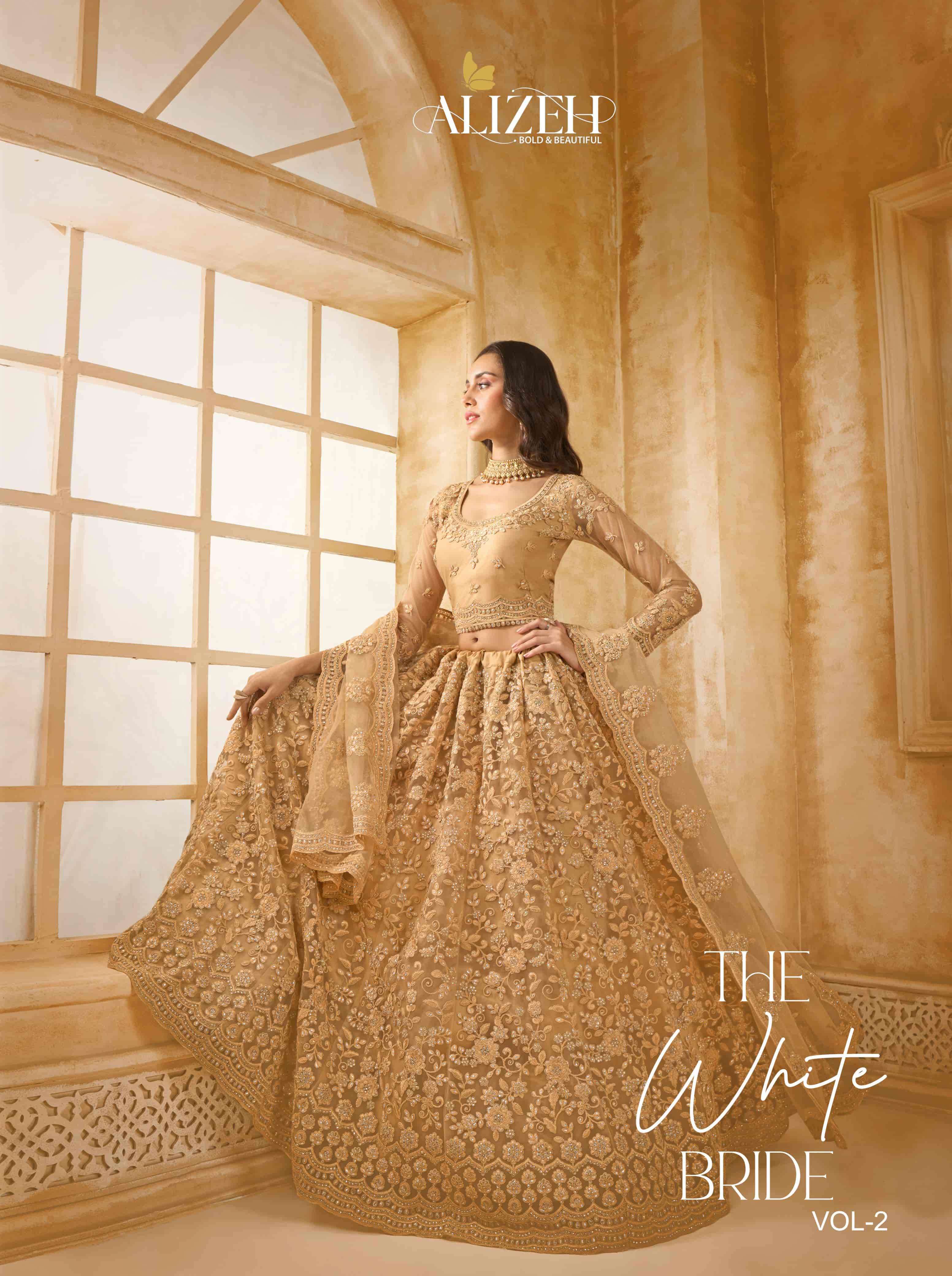THE WHITE BRIDE VOL-2 BY ALIZEH 1074-D TO 1084-E SERIES NET LEHENGAS