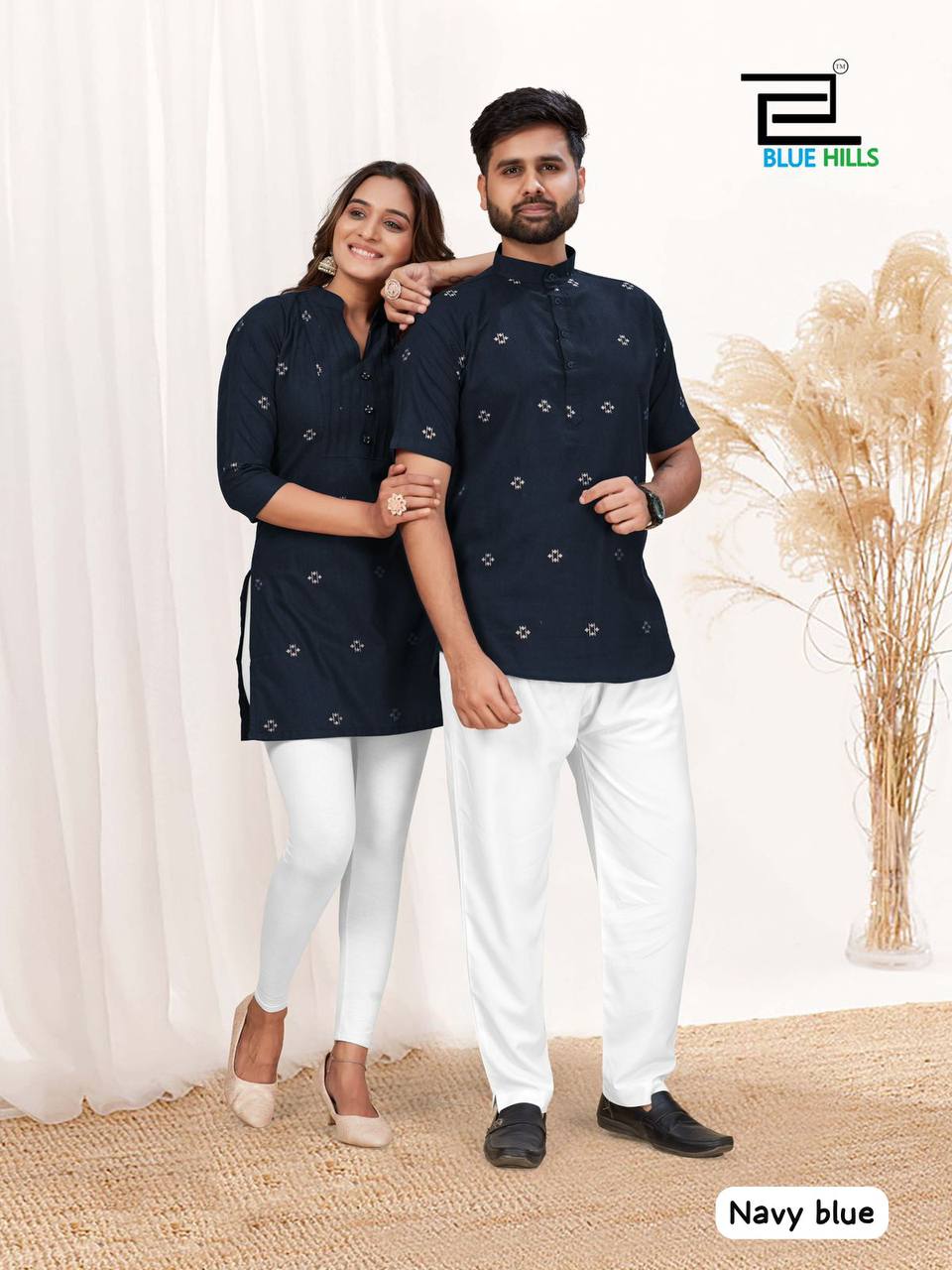 TRENDY COUPLE BY BLUE HILLS KHADI COTTON WOMEN TOP AND MENS SHIRT