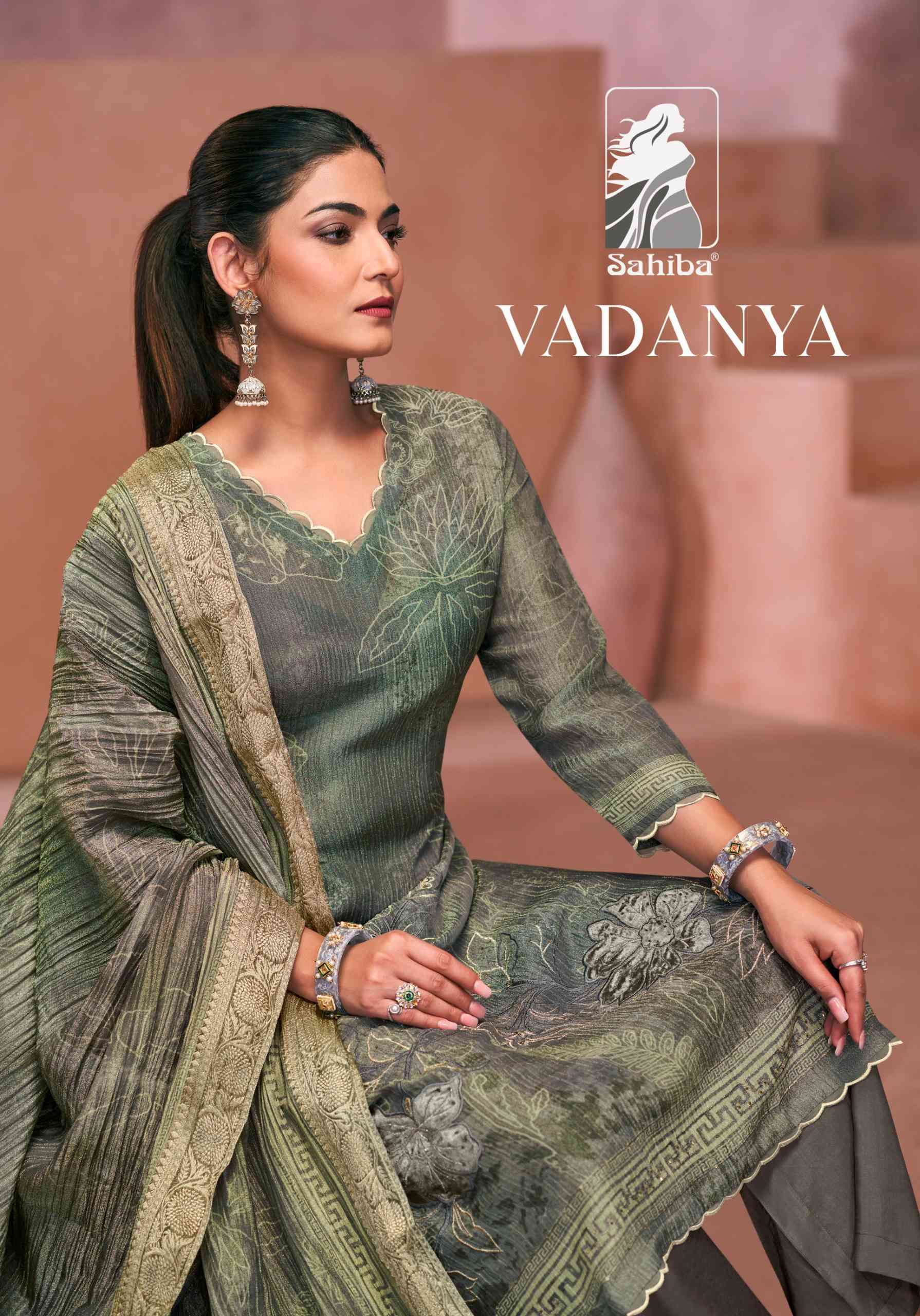 VADANYA BY SAHIBA FANCY DESIGNER SIMMER TISSUE CRUSH PRINT DRESSES