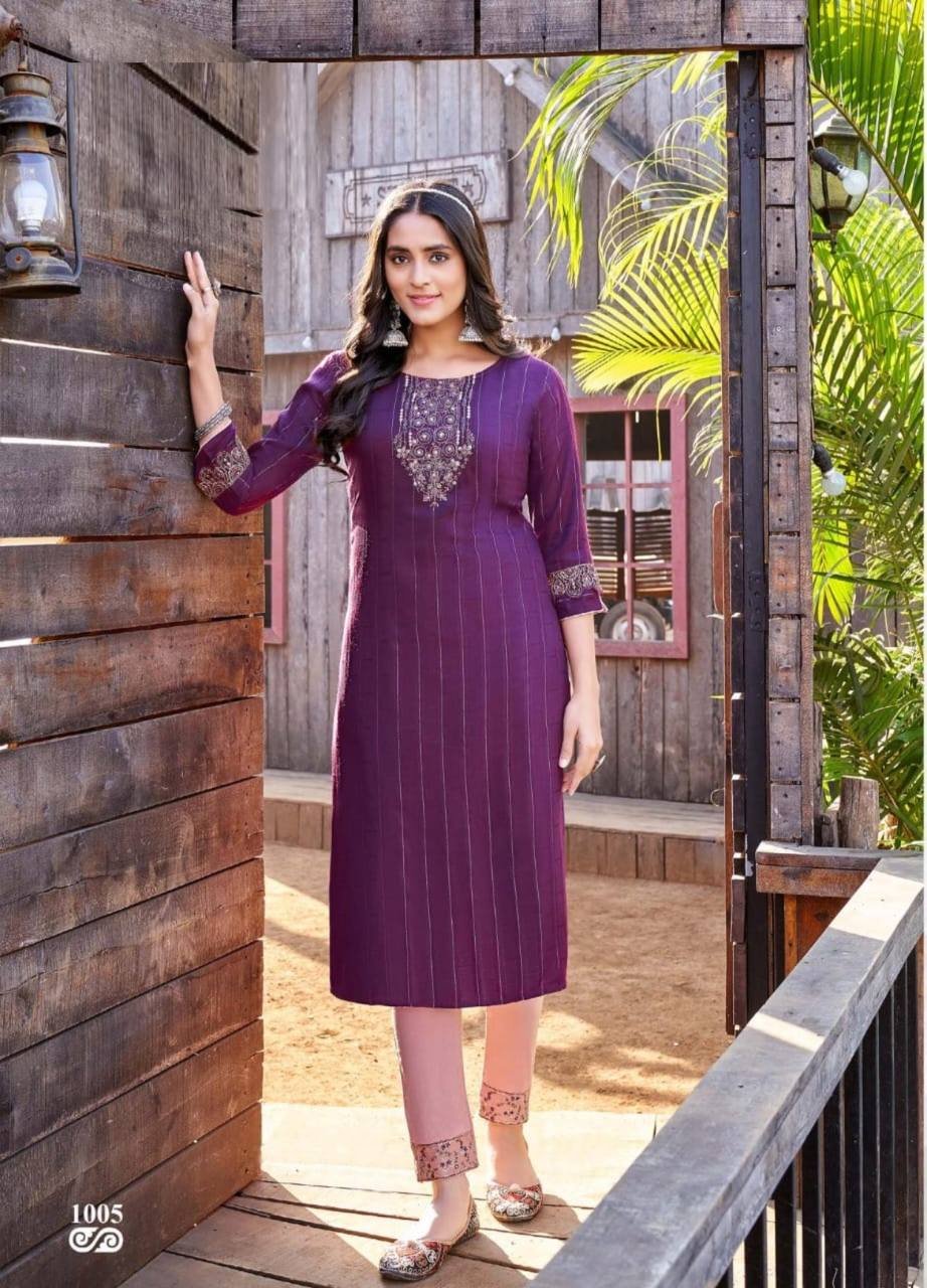 VAMIKA BY SUSWANI FANCY DESIGNER HEAVY DOBBY RAYON KURTIS WITH PANT