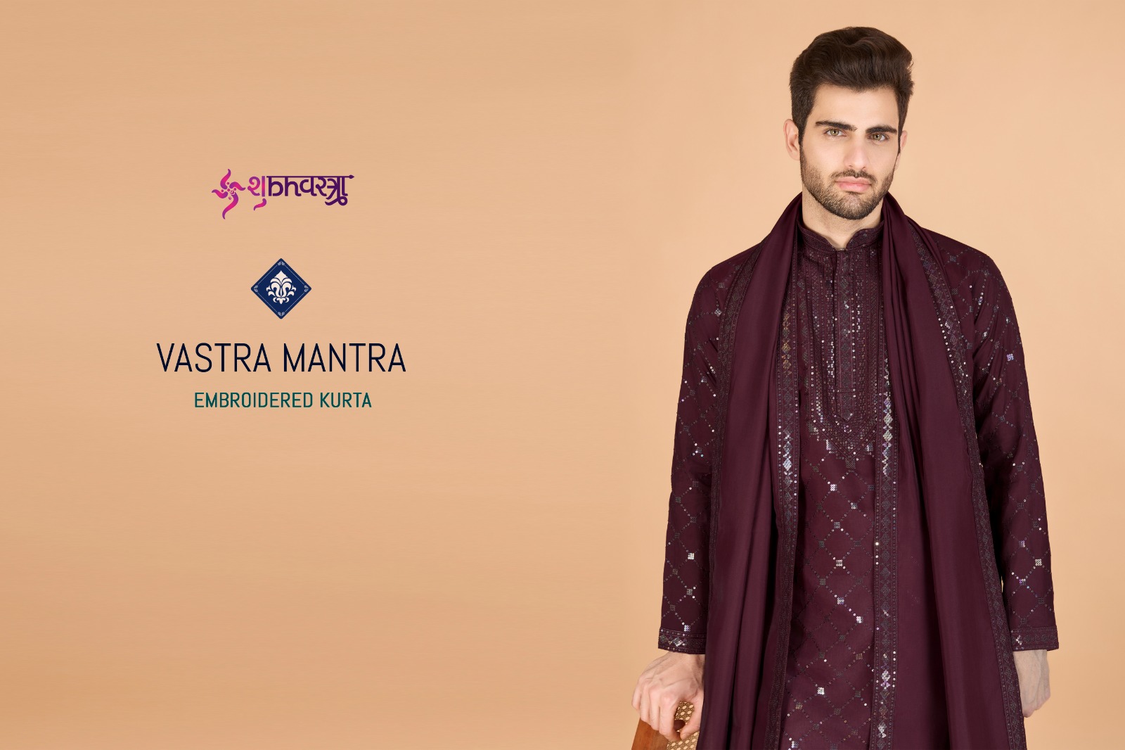 VASTRA MANTRA BY SHUBHVASTRA 61061 TO 61066 SERIES VISCOSE SILK MENS KURTA WITH DUPATTA