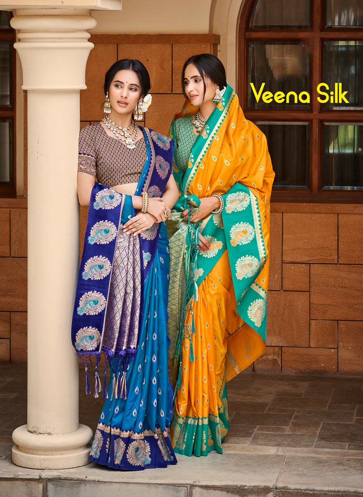VEENA SILK BY BUNAWAT 1001 TO 1008 SERIES FANCY DESIGNER SILK SAREES