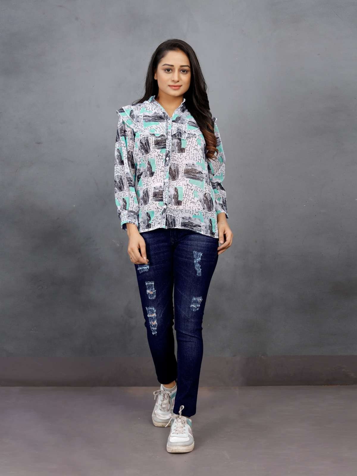 VERONICA BY MOKSH INTERNATIONAL FANCY GEORGETTE PRINTED SHIRT TOPS
