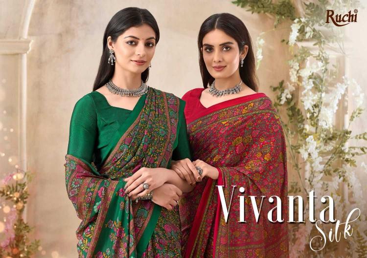 VIVANTA SILK VOL-35 BY RUCHI 34201-A TO 34203-D SERIES SILK CREPE SAREES