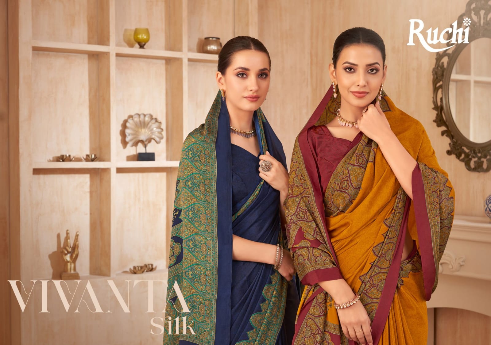 VIVANTA SILK VOL-38 BY RUCHI 37601-A TO 37603-D SERIES SILK CREPE SAREES