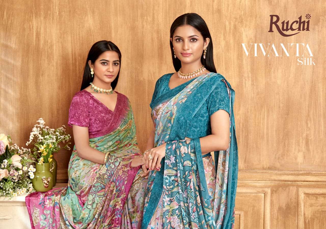 VIVANTA SILK VOL-39 BY RUCHI 38201-A TO 38203-D SERIES SILK CREPE SAREES
