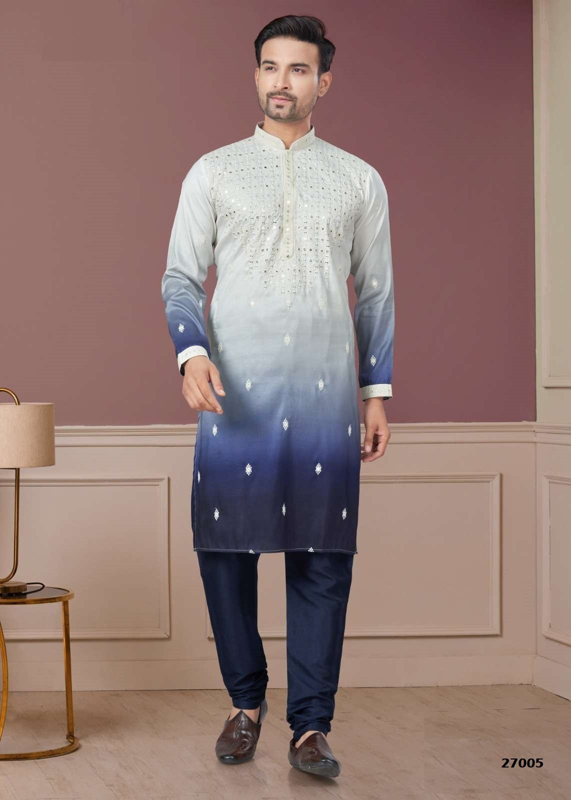 WEDDING COLLECTION VOL-27 BY OUTLUK 27001 TO 27008 SERIES SILK MENS KURTA PYJAMA