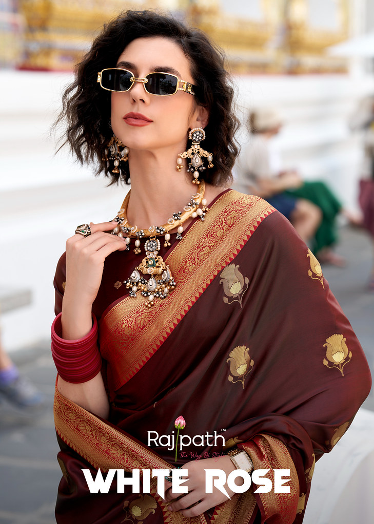 WHITE ROSE BY RAJPATH 149 TO 154 SERIES DESIGNER SATIN SILK SAREES