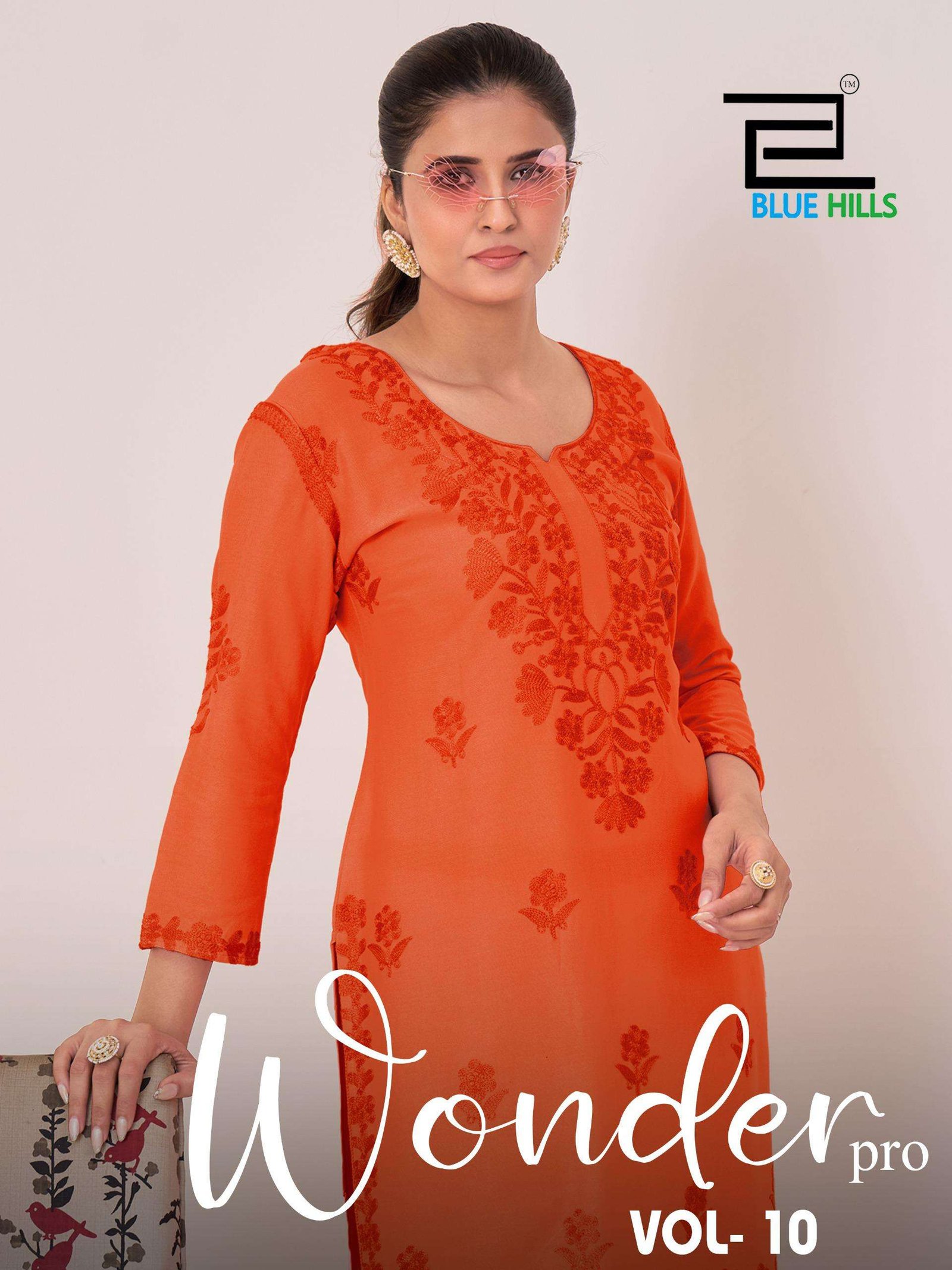 WONDER PRO VOL-10 BY BLUE HILLS 10001 TO 10004 SERIES RAYON KURTIS WITH PALAZZO