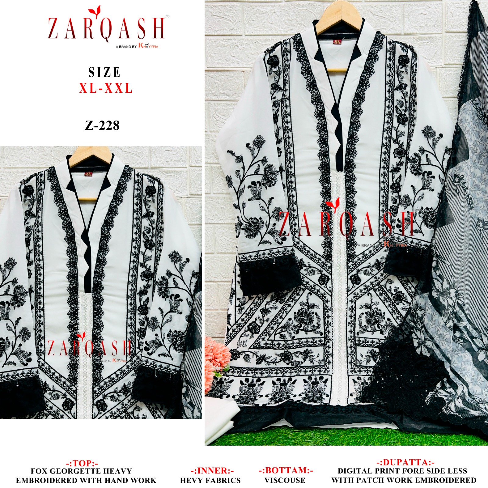 Z-228 HIT DESIGN BY ZARQASH FAUX GEORGETTE STITCHED PAKISTANI DRESS