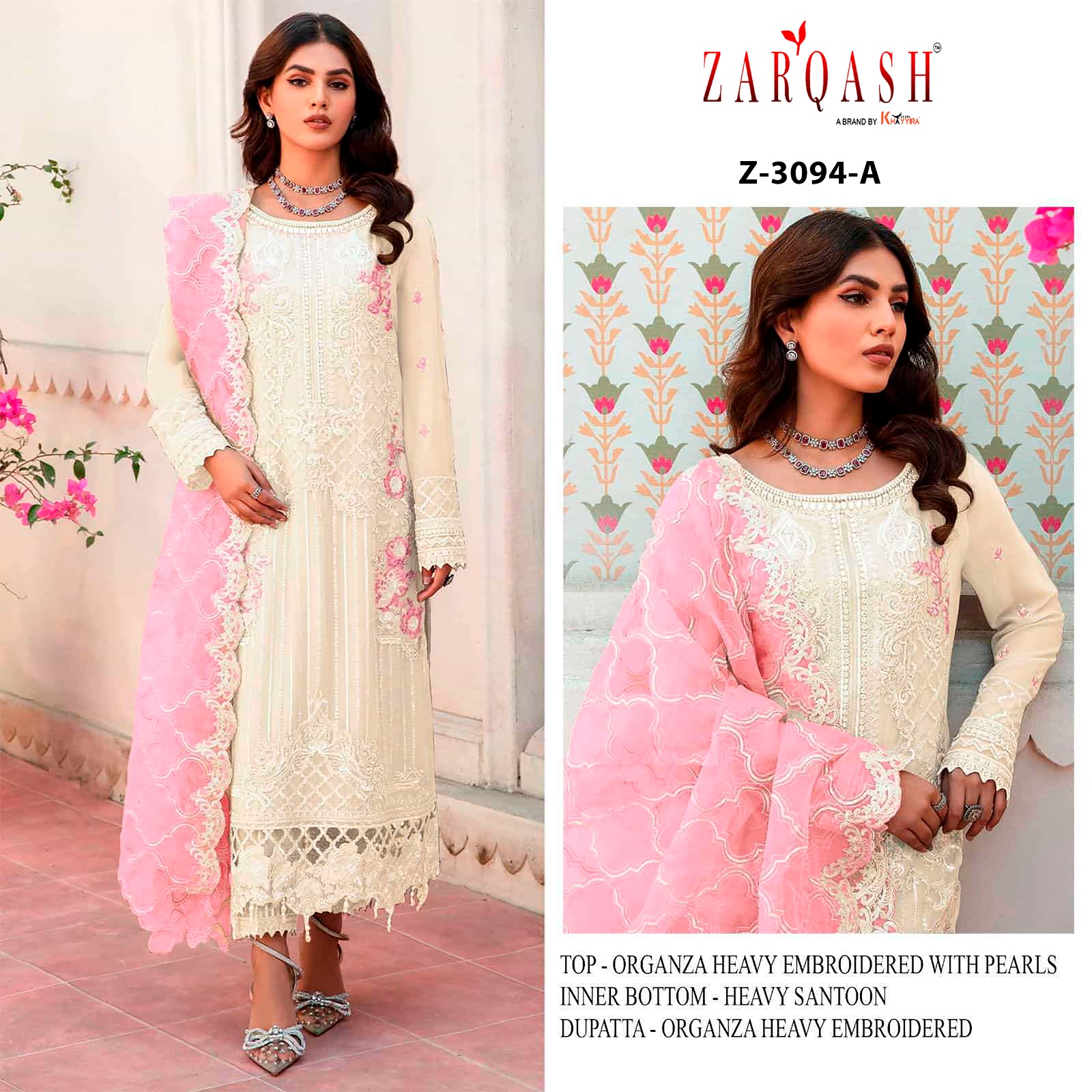 Z-3094 COLOURS BY ZARQASH FANCY DESIGNER ORGANZA PAKISTANI DRESSES