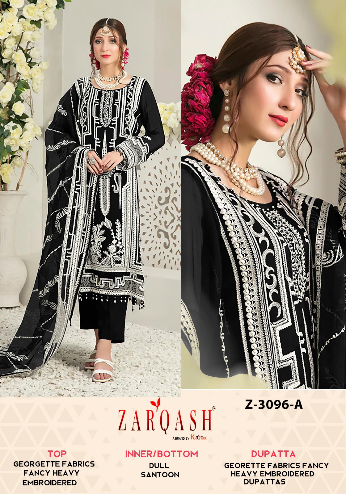 Z-3096 COLOURS BY ZARQASH FANCY DESIGNER GEORGETTE PAKISTANI DRESSES