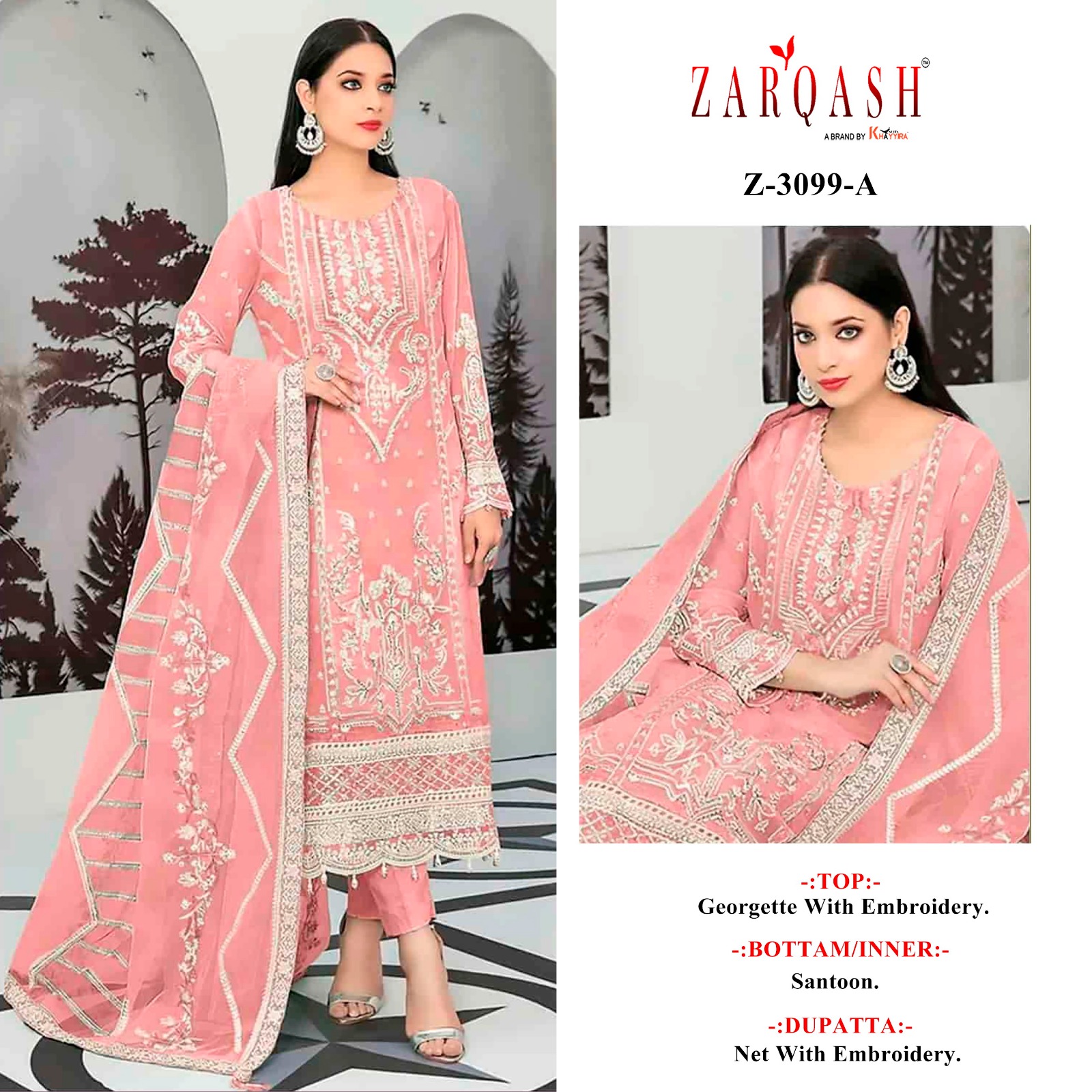 Z-3099 COLOURS BY ZARQASH FANCY DESIGNER GEORGETTE PAKISTANI DRESSES
